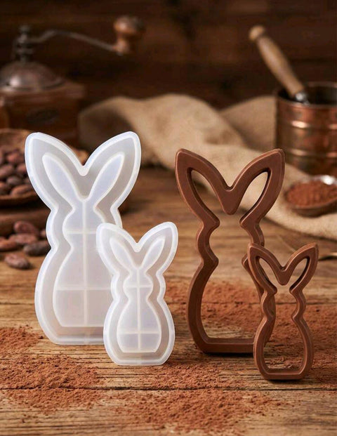 1pc Easter Decoration Mold Hollow Rabbit Decoration Chocolate Mold Easter Festival Cake Mold Rabbit Candle Mold Plaster Resin Ornament Mold