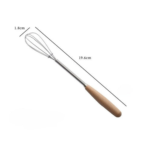 Mini Stainless Steel Egg Whisk (Wooden Handle, 7.9 inch)
