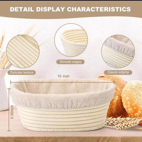 Oval Bread Proofing Baskets, Complete Sourdough Bread Baking Supplies For Beginners & Pros, Bread Making Tool Kit With Cloth Liner Bread Lame Scraper