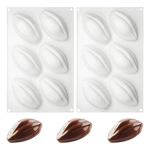 6 Holes Cocoa Pod Mousse Cake Mold Cocoa Silicone Candle Mold for Chocolate Ice Cream