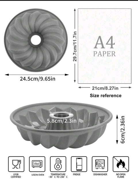 Silicone Fluted Colorful Cake Pan ,Non Stick Chiffon Cake Mold, For Kitchen( update style ) 29.50x24.50cm
