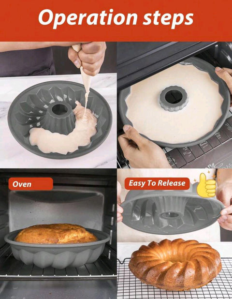 Silicone Fluted Colorful Cake Pan ,Non Stick Chiffon Cake Mold, For Kitchen( update style ) 29.50x24.50cm
