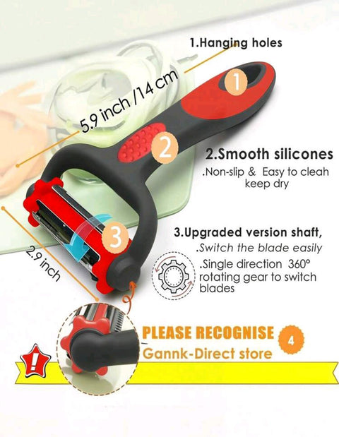 3-in-1 Multifunction Vegetable Peeler – Julienne & Swivel Blade Peeler