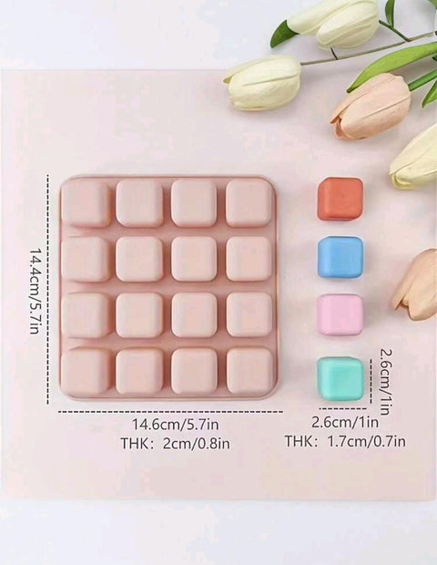 16-Cavity Silicone Baking Mold, Suitable For Candy, Jelly, Handmade Soap, Cake Decoration, Chocolate Baking Mold, Chocolate Block Mold, Baking Tools, Home Baking Mold,