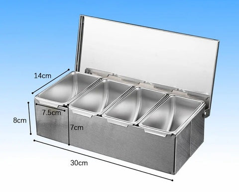 Stainless Steel toppings Box, Spice Container, Storage Jars seasoning box