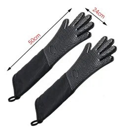Extra Long Professional Silicone Oven Mitts with Quilted Liner, Durable Heat Resistant Oven Gloves, Heat Resistant Oven Gloves,1 Pair
