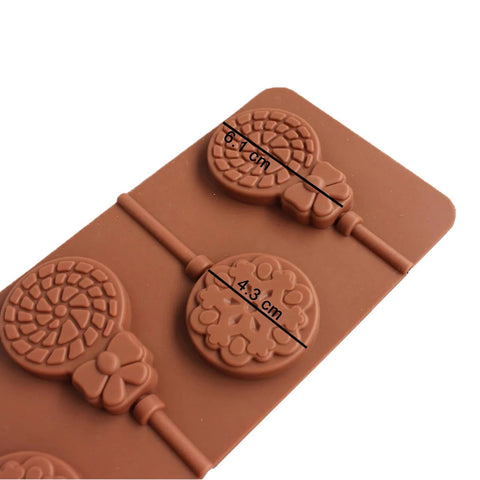 6 Lollipop Silicone Mold Chocolate Candy Sugar Jelloy Loving Shaped Mould Baking Supplies