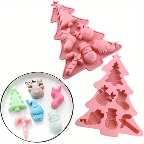 Christmas Tree Chocolate Silicone Mold with Festive Designs