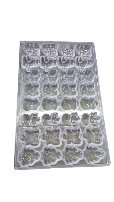 Mix Shape Christmas Chocolate Mould, Polycarbonate 28cmx17.5cm