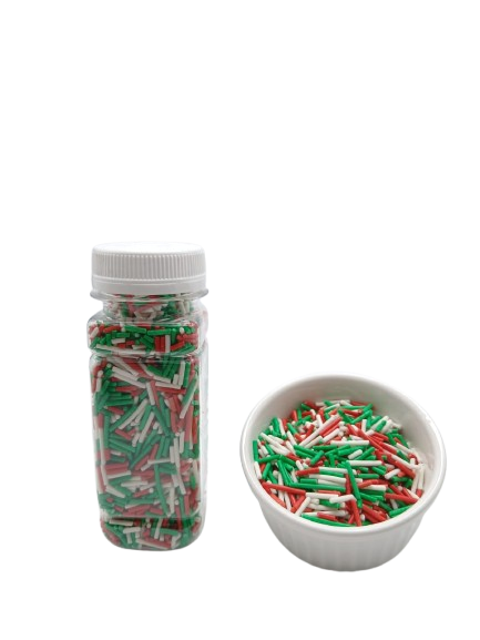 Mix Sprinkles Color:White - Green - Red  for Desserts  Toppings