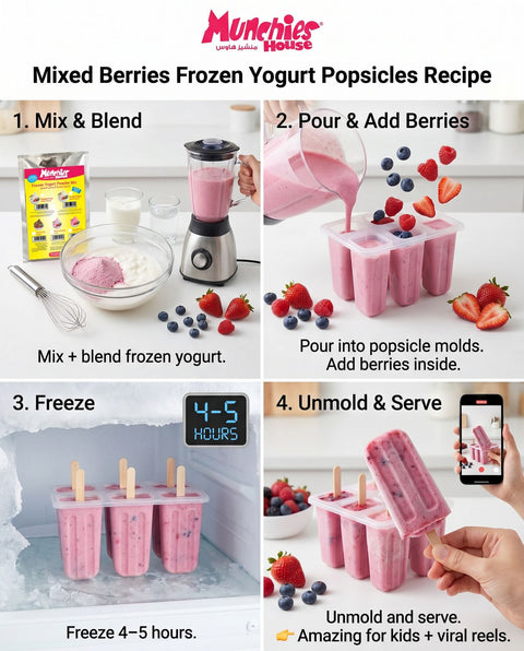 Frozen Yogurt Powder Mix – Mixed Berries Flavor | Home Use