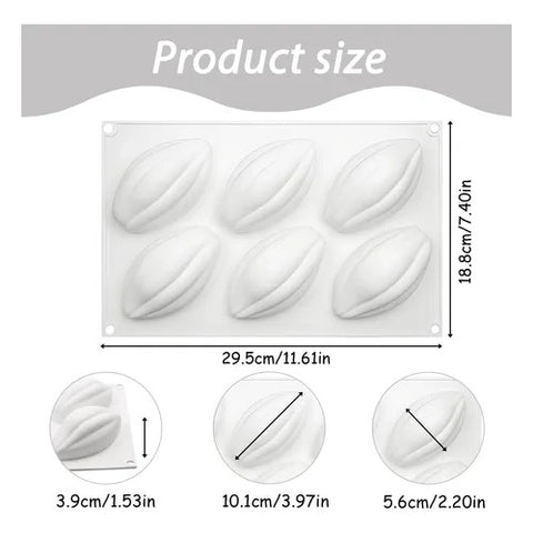 6 Holes Cocoa Pod Mousse Cake Mold Cocoa Silicone Candle Mold for Chocolate Ice Cream