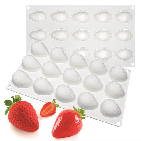 15-Hole Strawberry Silicone Mold – 3D Fruit Chocolate & Mousse Mold