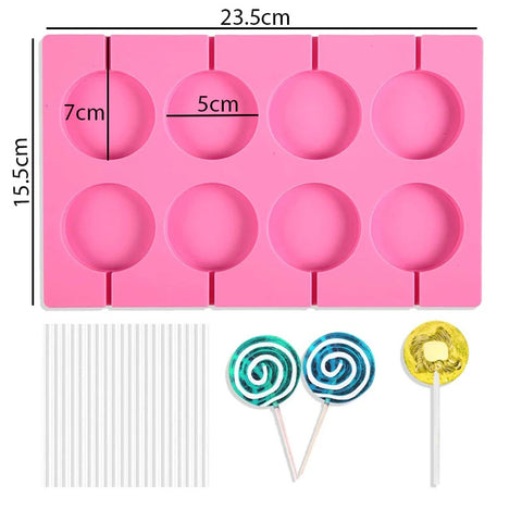 8-Cavity Circular Galaxy Lollipop Silicone Mold – DIY Candy & Chocolate Mold