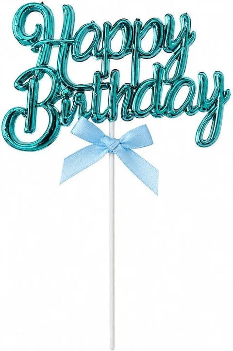 3D Happy Birthday Cake Topper Plastic Double Sided Cursive in All Colors, Birthday Cake Decoration & Birth Day Cupcakes