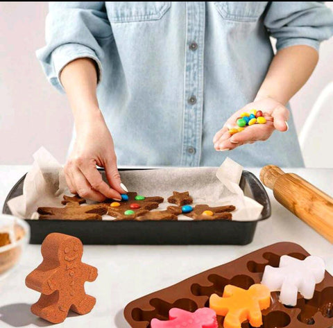 Christmas Gingerbread Man Silicone Baking Mold is a flexible, non-stick kitchen