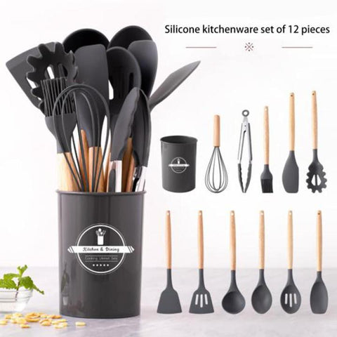 12 Pcs Silicone Cooking Kitchen Utensil Set