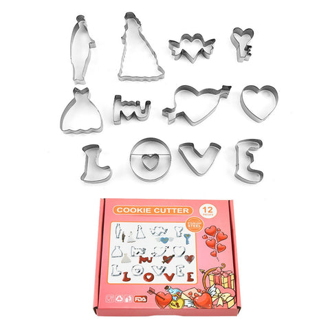 Love Theme Cookie & Fondant Cutter 12Pcs Set Munchies Tools