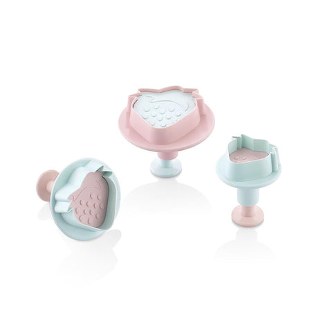 Strawberry Dough Cutter Set, 3-Piece Plastic Cookie Molds