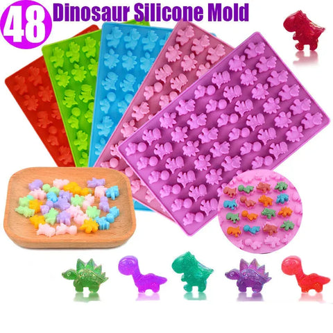 Gummy Dinosaur Molds Silicone, Mini Cute Dinosaur Shaped Candy Chocolate Molds
