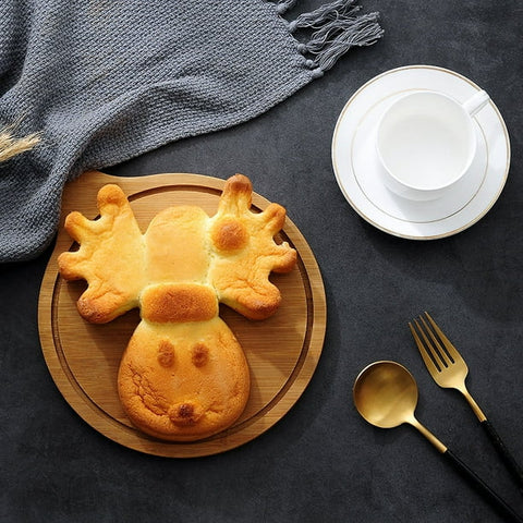 Christmas Reindeer Chocolate Jello Cake Shallow Pan Baking Silicone Mold 9 inch