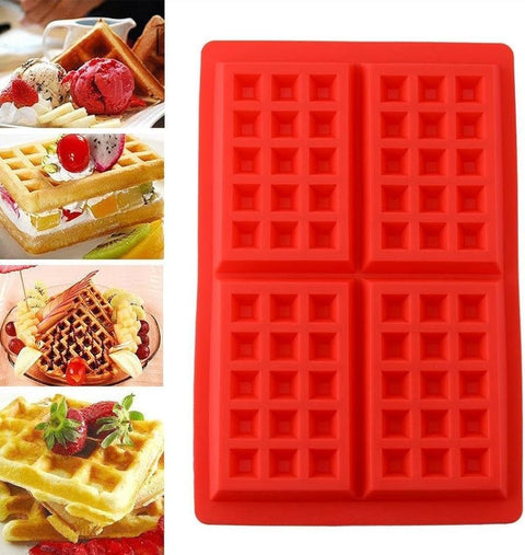Waffle Making Mold Silicone, 4 Cavity, Non-Stick, Oven & Fridge Safe