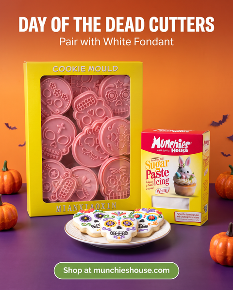 Day of the Dead cutters paired with White Fondant