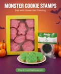 Monster cookie stamps paired with Green Gel Coloring