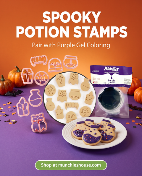 Spooky potion stamps paired with Purple Gel Coloring