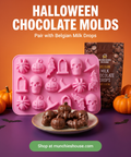 Halloween chocolate molds paired with Belgian Milk Drops