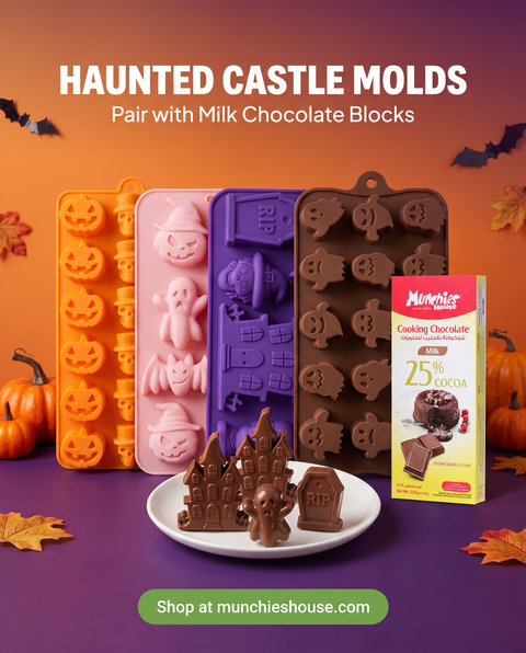 Haunted castle molds paired with Milk Chocolate Blocks