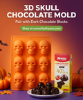 3D skull chocolate mold paired with Dark Chocolate Blocks