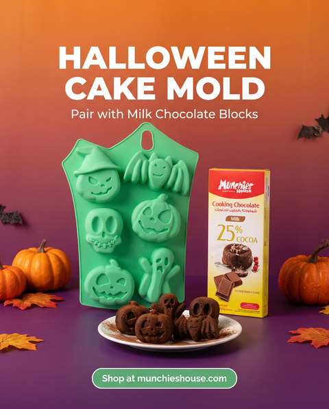 Halloween cake mold paired with Milk Chocolate Blocks
