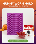 Gummy worm mold paired with Red Gel Coloring