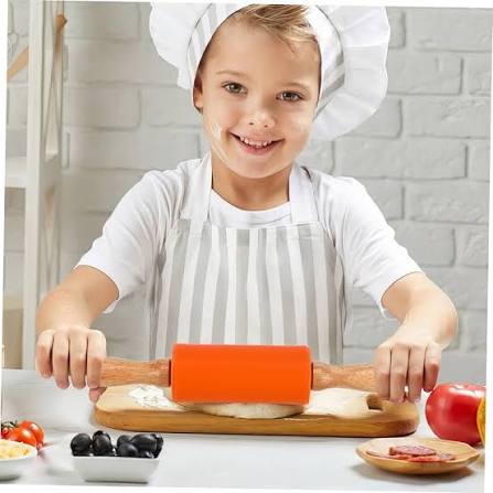 Mini Rolling Pin, Kids Rolling Pins Wooden Handle Non-Stick Silicone Rolling Pins Pastry