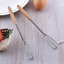 Mini Stainless Steel Egg Whisk (Wooden Handle, 7.9 inch)