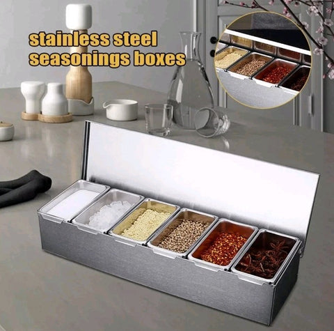 Stainless Steel toppings Box, Spice Container, Storage Jars seasoning box